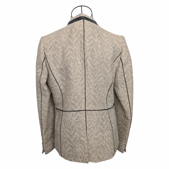 Zadig & Voltaire Victana Deluxe Metallic Jacquard Leather Trim Blazer Medium 38